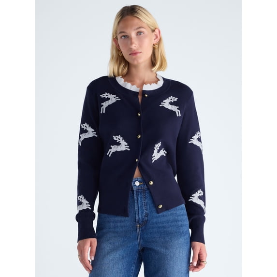 Free Assembly Women's and Women's Plus Cozy Yarn Cardigan Sweater, Midweight, XS-4X