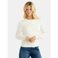 thumbnail image 1 of Free Assembly Women’s and Women's Plus Cozy Yarn Crewneck Cardigan Sweater with Long Sleeves, Midweight, Sizes XS-4X, 1 of 5