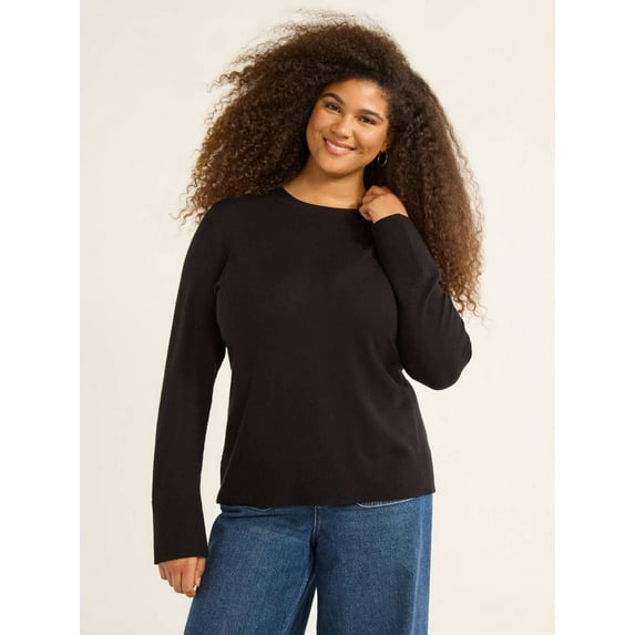 Free Assembly Women’s and Women's Plus Cozy Yarn Crewneck Sweater with Long Sleeves, Lightweight, Sizes XS-4X