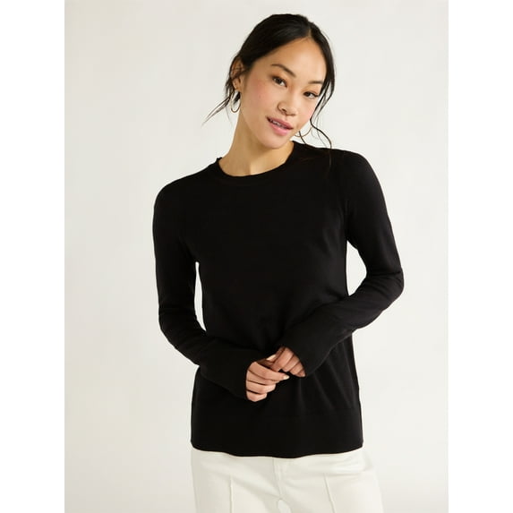 Free Assembly Women’s and Women's Plus Cozy Yarn Crewneck Sweater with Long Sleeves, Lightweight, Sizes XS-4X