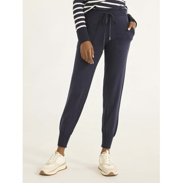 Free Assembly Women's and Women's Plus Cozy Yarn Sweater Jogger Pants with Ribbed Cuffs, 28” inseam, Sizes XS-4X