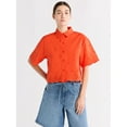 thumbnail image 1 of Free Assembly Women's and Women's Plus Cropped Cotton Eyelet Shirt, Sizes XS-4X, 1 of 5