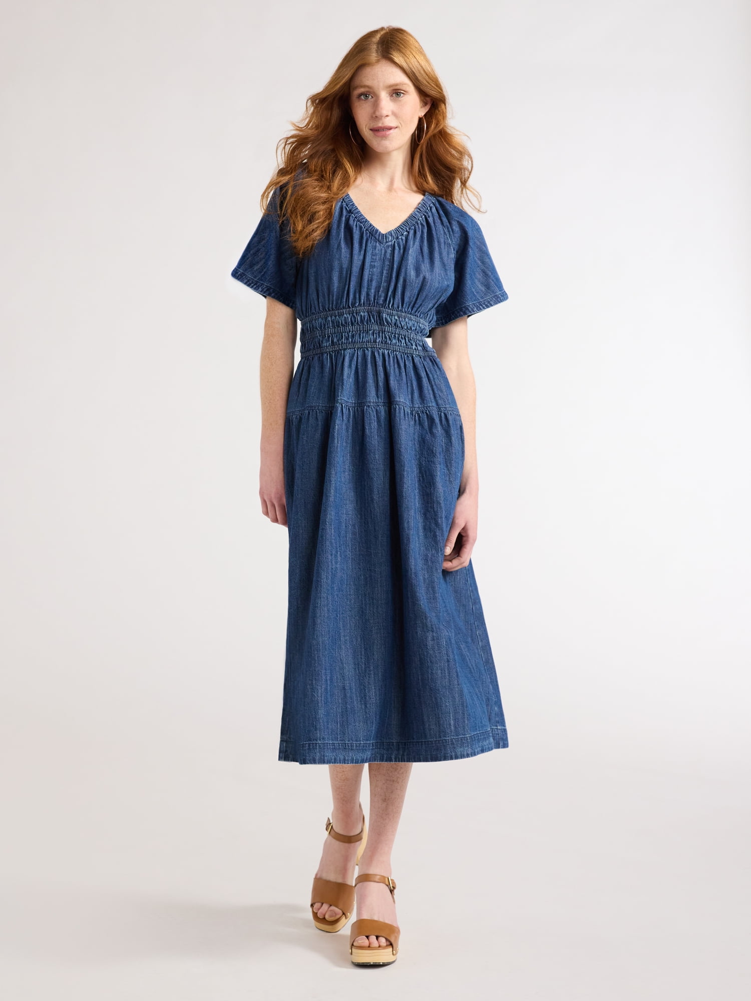 Free Assembly Womens Flutter Sleeve Midi Dress, Size XS-XXL - Walmart.com