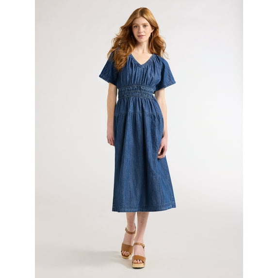 Free Assembly Womens Flutter Sleeve Midi Dress, Size XS-XXL
