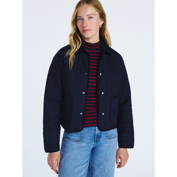 Free Assembly Women's and Women's Plus Floral Quilted Jacket, Sizes XS-4X