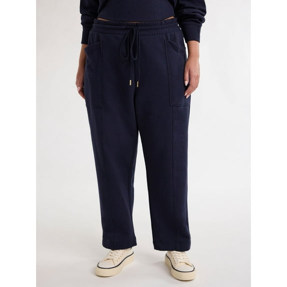 Free Assembly Women's and Women's Plus French Terry Cloth Sweatpants with Patch Pockets, 24.5" Inseam, Sizes XS-4X