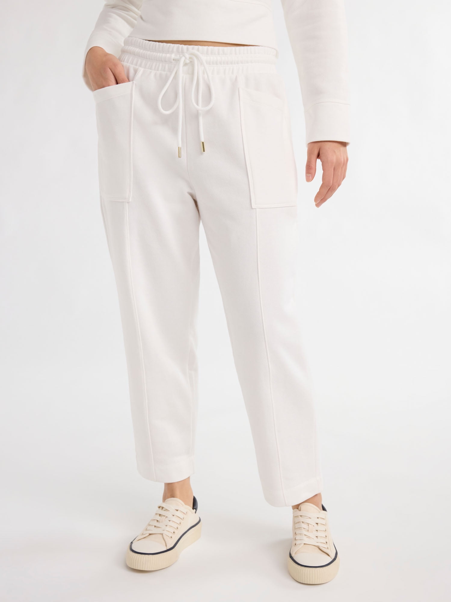 Women's and Women's Plus French Terry Cloth Sweatpants with Patch Pockets, 24.5" Inseam, Sizes XS-4X