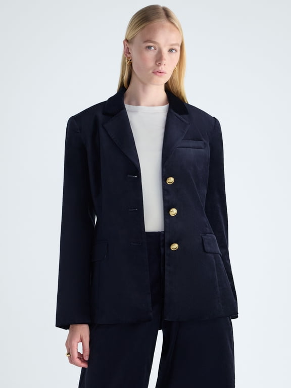 Women's and Women's Plus High Break Velvet Blazer, Sizes XS-4X