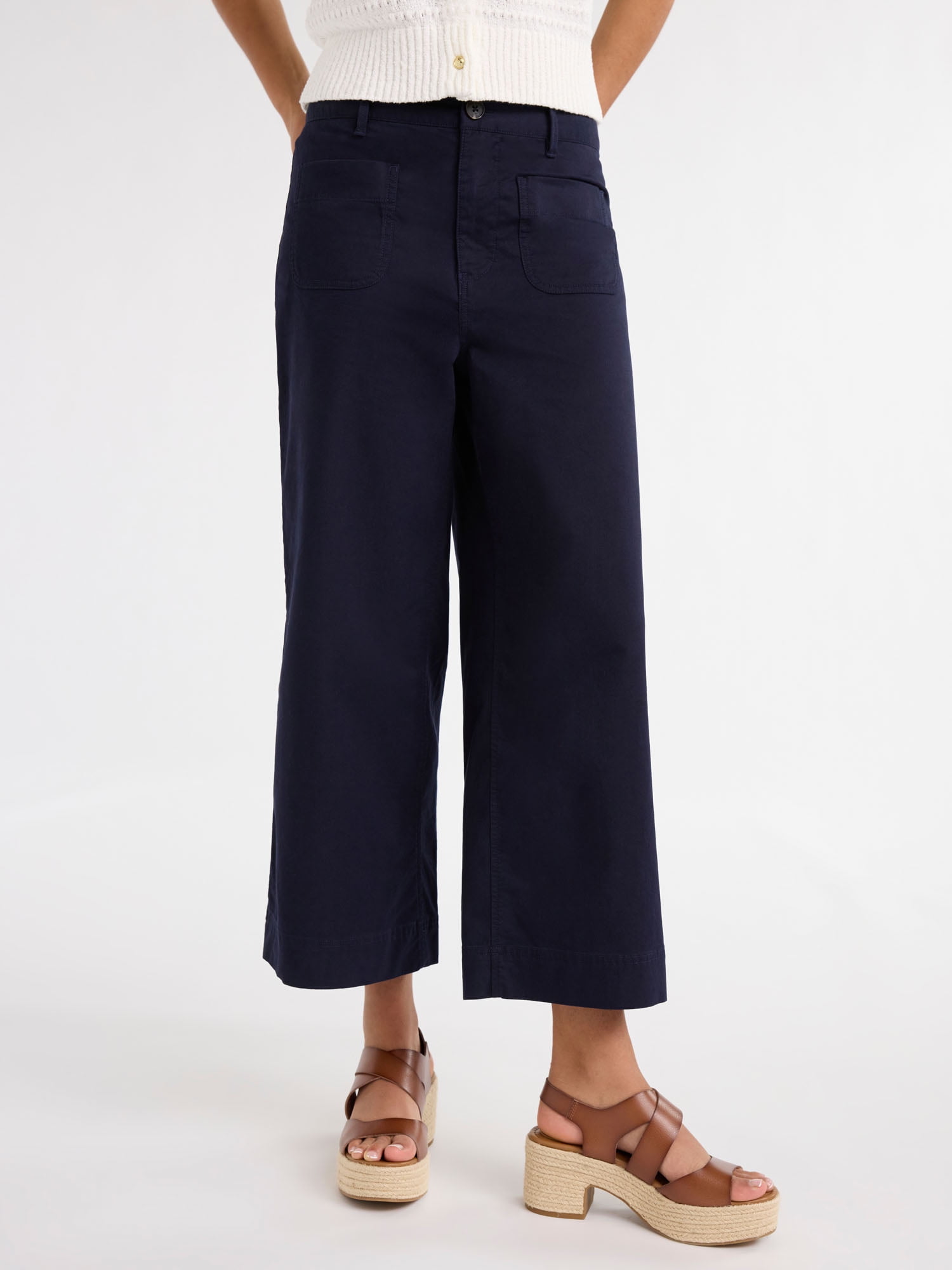 Free Assembly Women's and Women's Plus High Rise Cropped Wide Leg Pants, 26” Inseam, Sizes XS- 4X