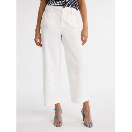 Free Assembly Women's and Women's Plus High Rise Cropped Wide Leg Pants, 26” Inseam, Sizes XS- 4X
