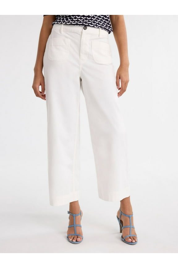 Women's and Women's Plus High Rise Cropped Wide Leg Pants, 26” Inseam, Sizes XS- 4X