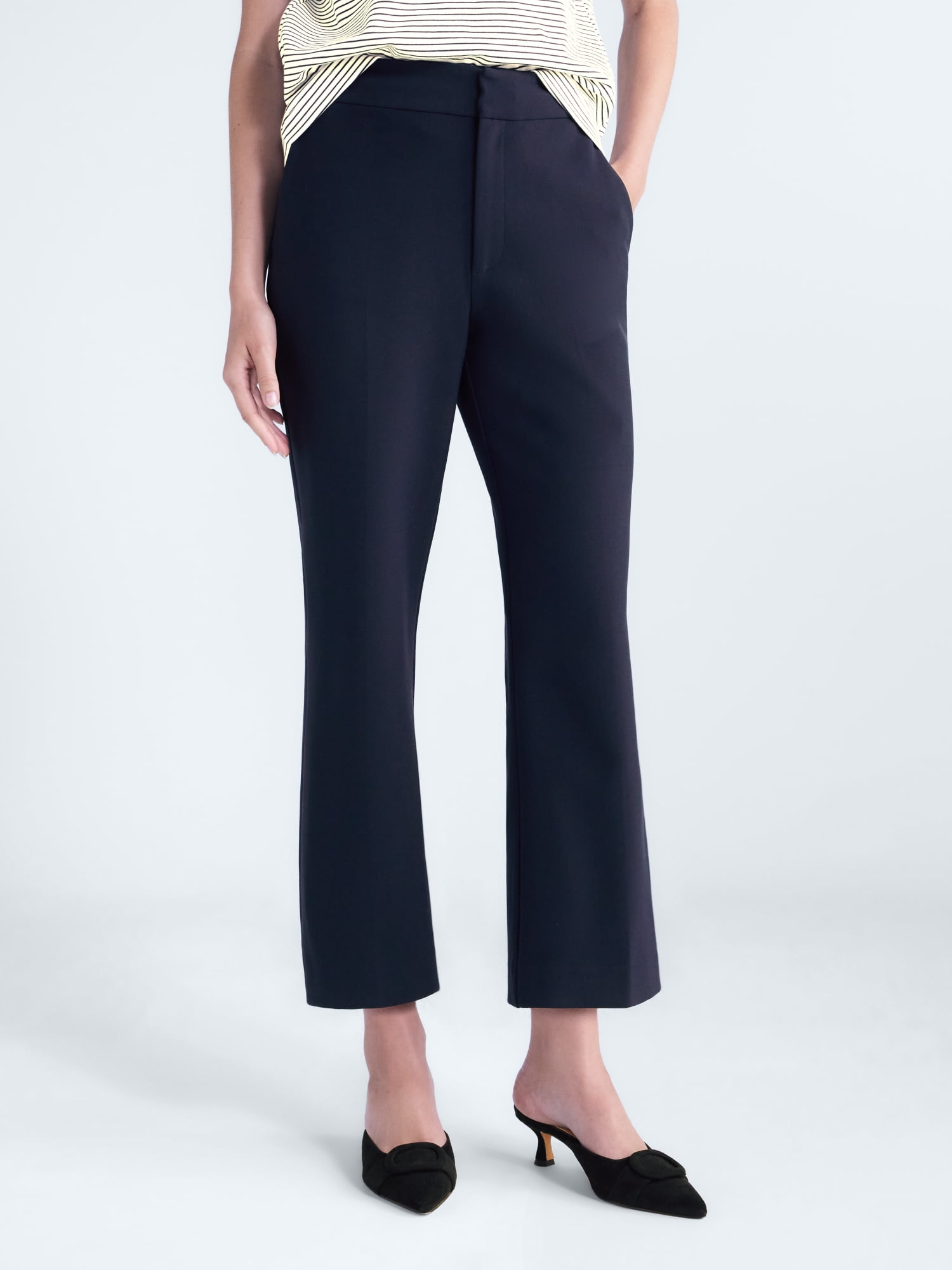 Free Assembly Women's and Women's Plus Cropped Kick Flare Trousers, 26" Inseam, Sizes 0-18