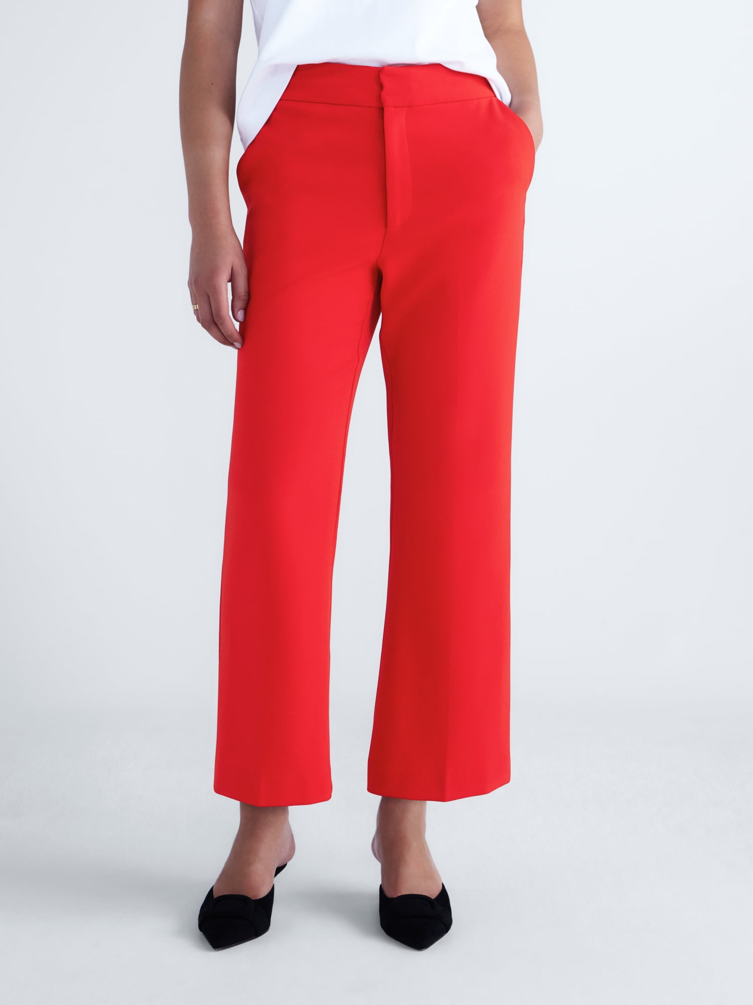 Free Assembly Women's and Women's Plus Cropped Kick Flare Trousers, 26" Inseam, Sizes 0-18