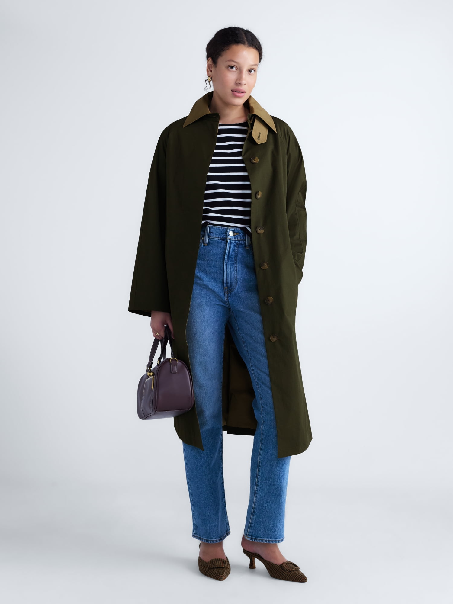 Free Assembly Women's Long Belted Trench Coat, Sizes XXS-XXL