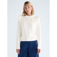 thumbnail image 1 of Free Assembly Women’s and Women's Plus Ruffle Yoke Sweater with Long Sleeves, Midweight, XS-4X, 1 of 5