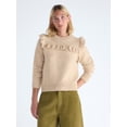 thumbnail image 1 of Free Assembly Women’s and Women's Plus Ruffle Yoke Sweater with Long Sleeves, Midweight, XS-4X, 1 of 5
