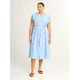 thumbnail image 1 of Free Assembly Women's and Women's Plus Ruffle Cotton Midi Shirtdress, Sizes XS-4X, 1 of 3