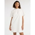 thumbnail image 1 of Free Assembly Women’s and Women's Plus Ruffle Neck Cotton Eyelet Mini Dress with Short Sleeves, Sizes XS-4X, 1 of 5