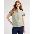 thumbnail image 1 of Free Assembly Women's and Women's Plus Ruffle Trim Neck Top with Short Sleeves, Sizes XS-4X, 1 of 5