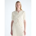 thumbnail image 1 of Free Assembly Women's and Women's Plus Pointelle Button Front Sweater, Lightweight, XS-4X, 1 of 5