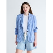 Women's and Women's Plus Linen-Blend Single Breasted Blazer, Sizes XS-4X