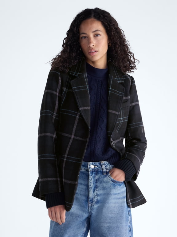 Women's and Women's Plus Single-Breasted Blazer with Ribbed Cuffs, Sizes XS-4X