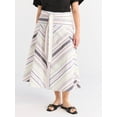 thumbnail image 1 of Free Assembly Women's and Women's Plus Size Belted Button Front Cotton Midi Skirt, XS-4X, 1 of 5