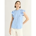 thumbnail image 1 of Free Assembly Women's Short Sleeve Button Ruffle Shirt, 1 of 4