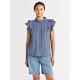 thumbnail image 1 of Free Assembly Women's and Women's Plus Size Button Front Ruffle Shirt, Sizes XS-4X, 1 of 5