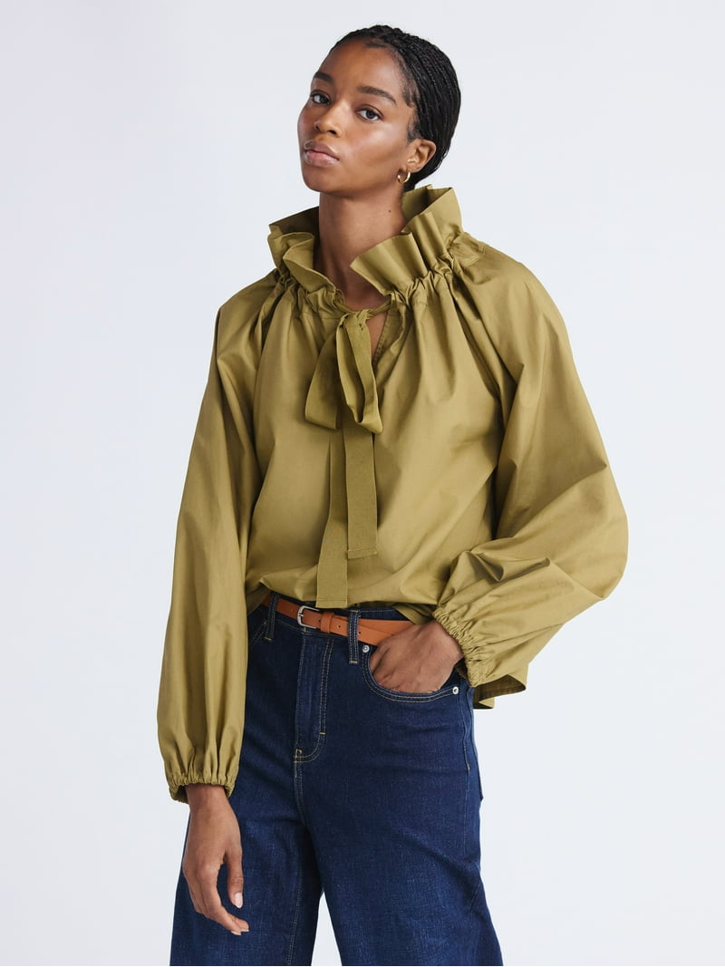 Free Assembly Women's and Women's Plus Size Ruffle Neck