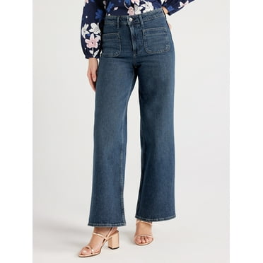 Free Assembly's Women's and Women's Plus Wide Leg Jeans with Patch Pockets, 30", 32", and 34" Inseams, Sizes 0-28
