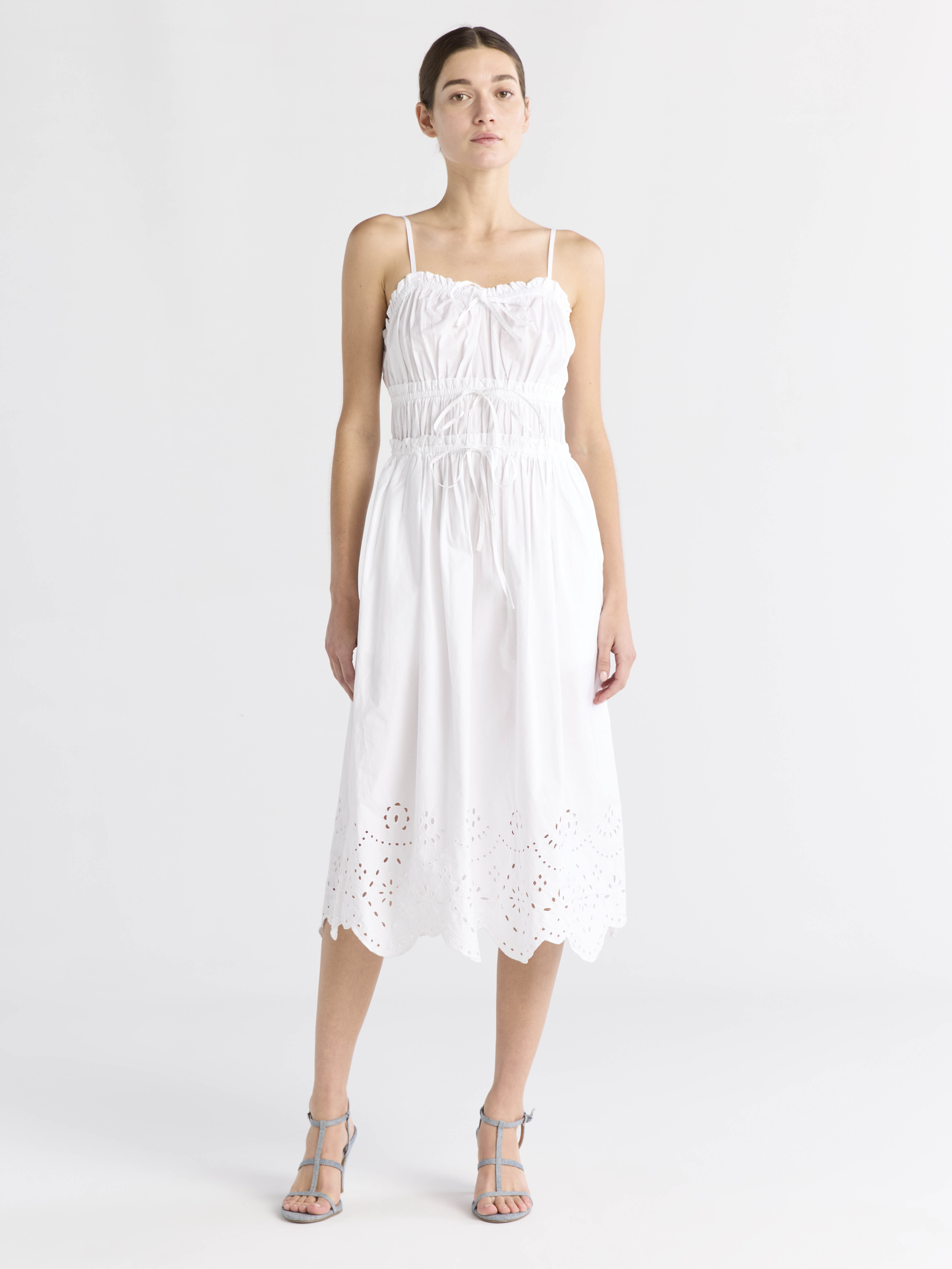 Free Assembly Women's Sleeveless Cotton Midi Dress with Bow Front, Sizes XS-XXL
