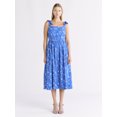 thumbnail image 1 of Free Assembly Women's and Women's Plus Sleeveless Cotton Midi Dress with Tie Shoulders, XS-4X, 1 of 3