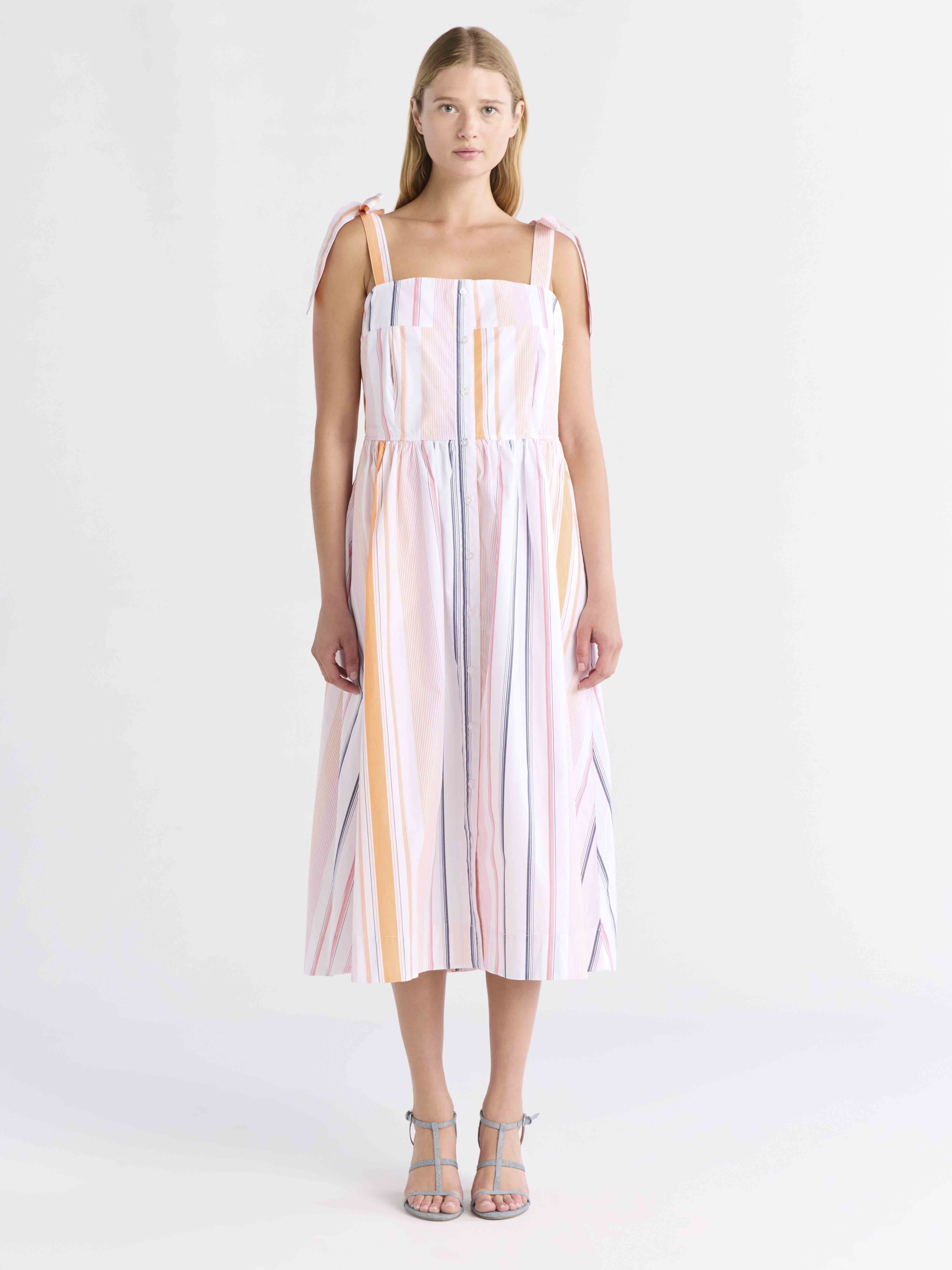 Free Assembly Women's and Women's Plus Sleeveless Cotton Midi Dress with Tie Shoulders, XS-4X