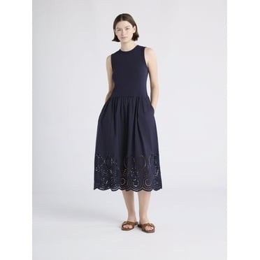 Free Assembly Women's and Women's Plus Sleeveless Mixy Midi Dress, Sizes XS-4X