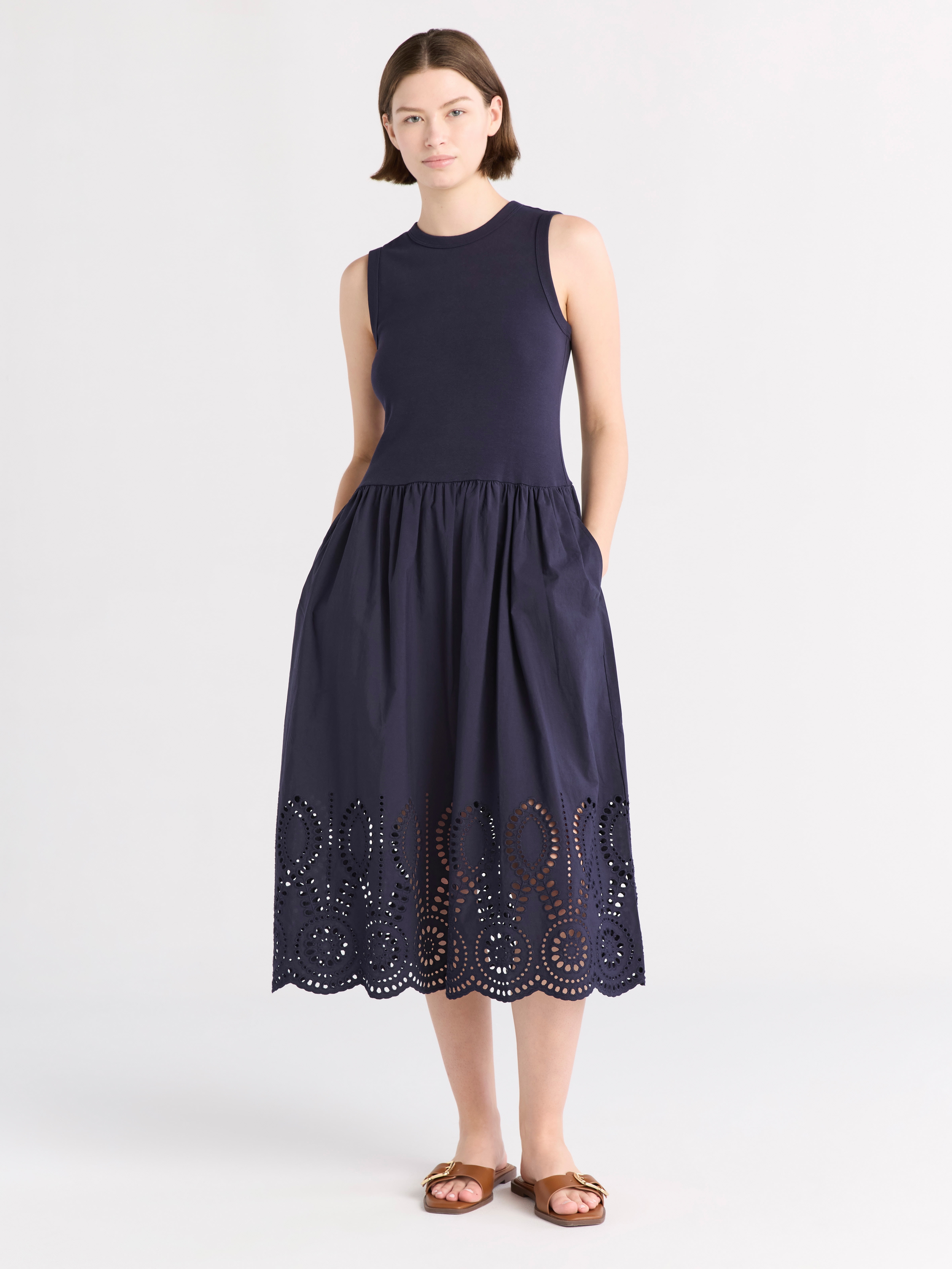 ドレスフォーム ミッシーサイズ 10 Free Assembly Women's and Women's Plus Sleeveless Mixy Midi Dress