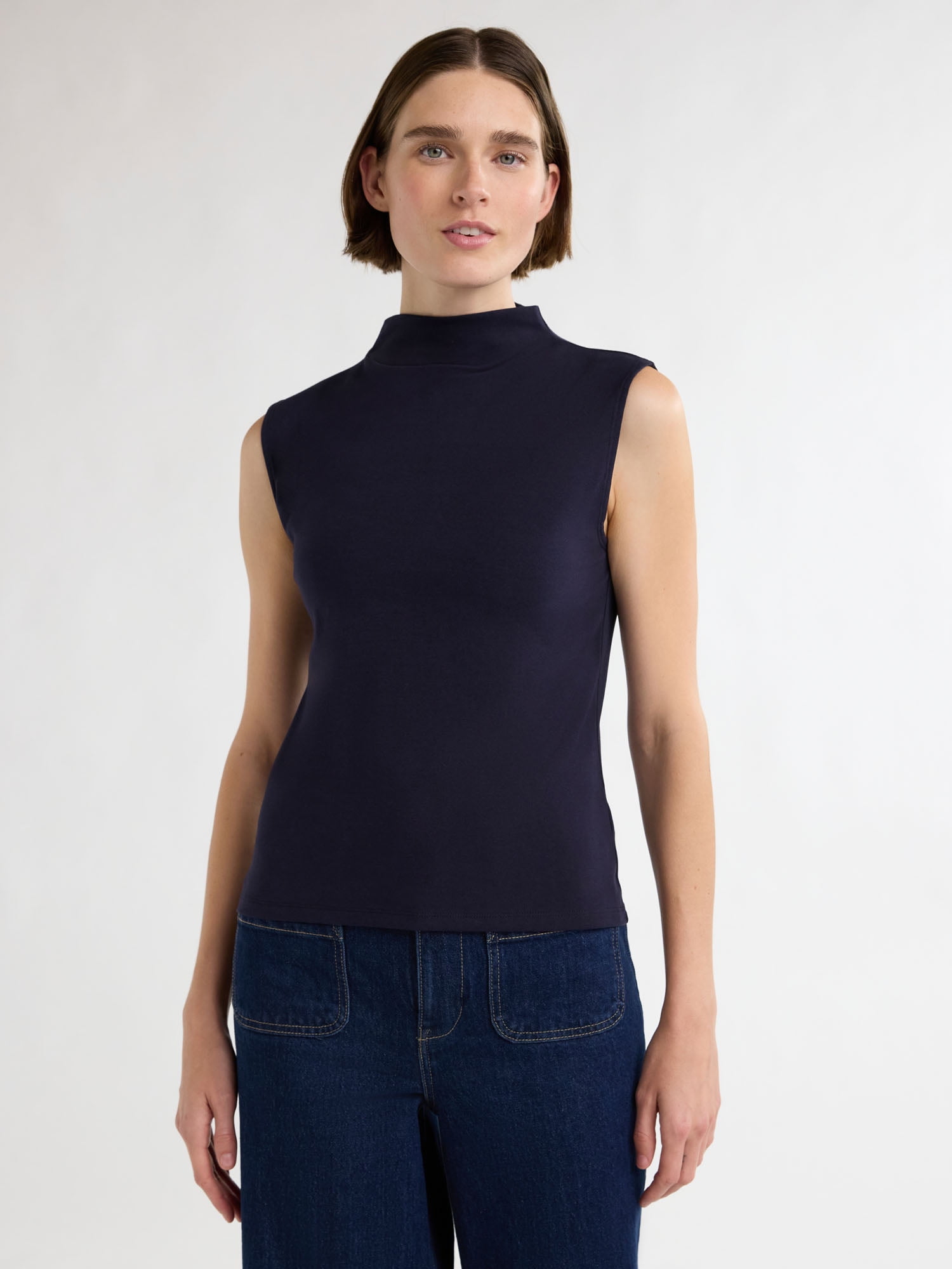 Free Assembly Women’s and Women's Plus Sleeveless Mock Neck Top, Sizes XS-4X