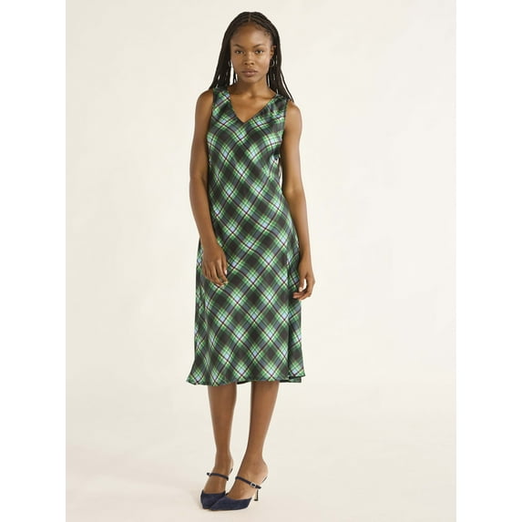 Free Assembly Women's and Women's Plus Sleeveless Satin Midi Dress, Sizes XS-4X