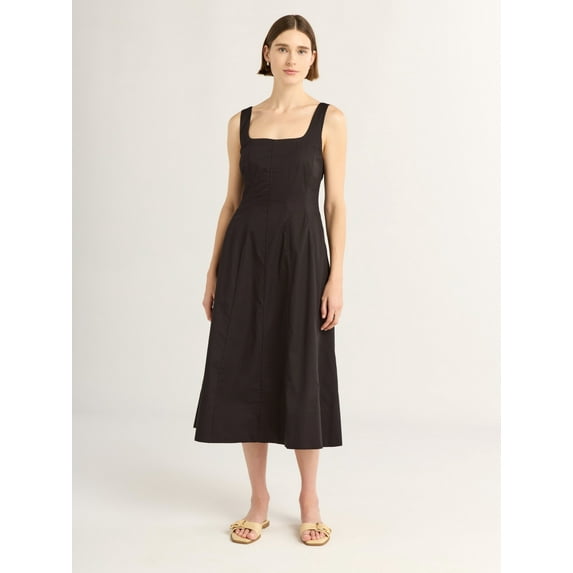 Free Assembly Women's and Women's Plus Sleeveless Square Neck Cotton Midi Dress, Sizes XS-4X