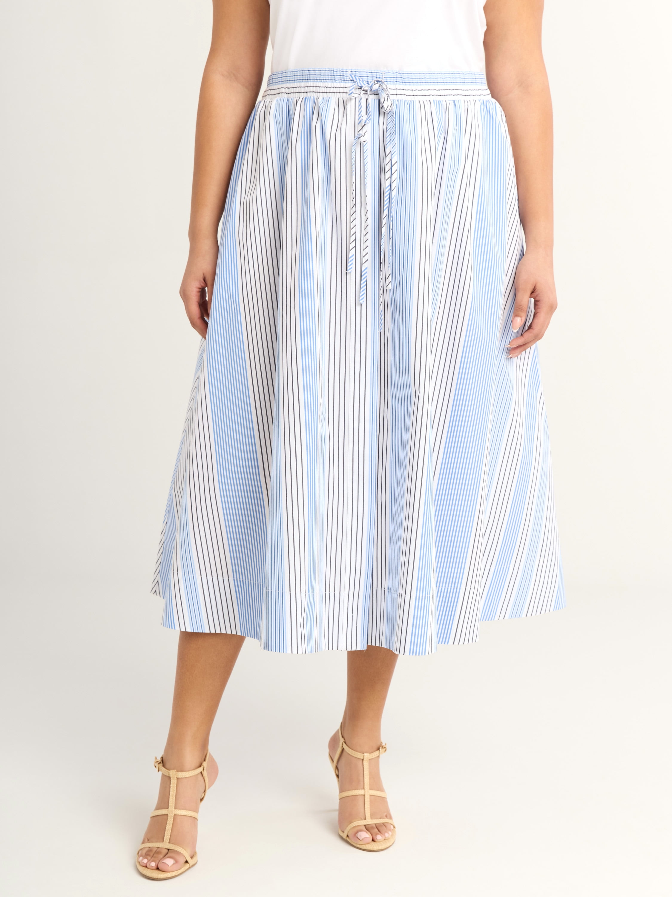 Free Assembly Women's Tie Front Cotton Maxi Skirt with Pockets, XS