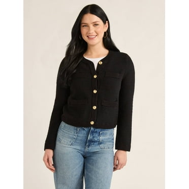 Free Assembly Women’s and Women 's Plus Welt Pocket Cardigan Sweater, Lightweight, Sizes XS-4X