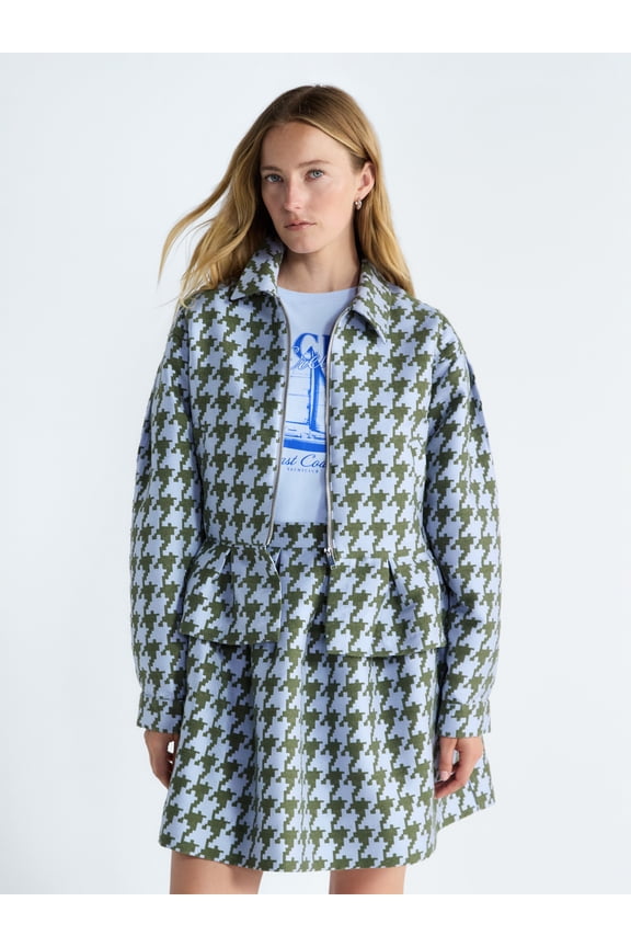 Women's and Women's Plus Houndstooth Peplum Jacket, Sizes XS-4X
