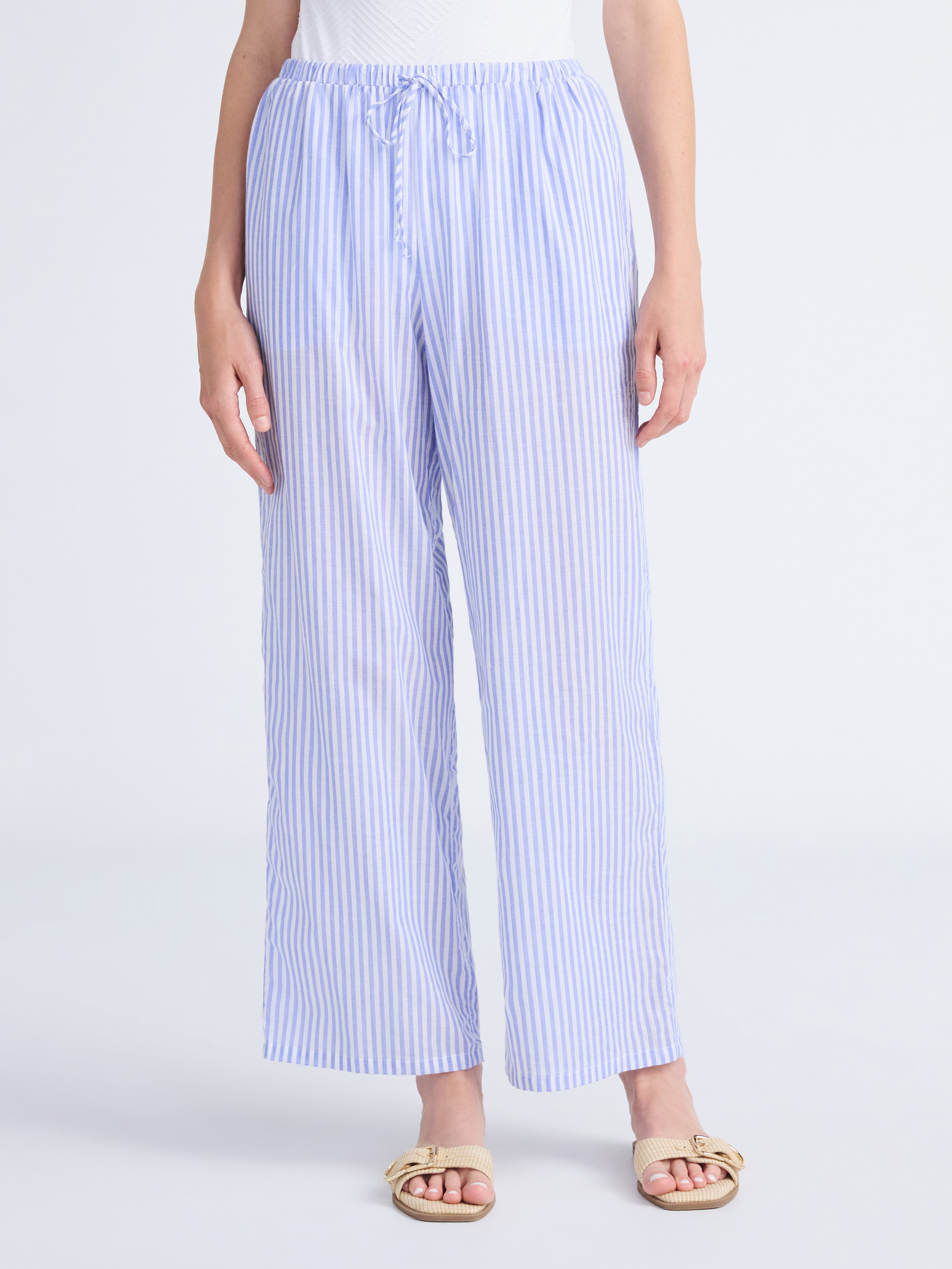 Women's Striped Cotton Coverup Pants, Sizes XXS-XXL