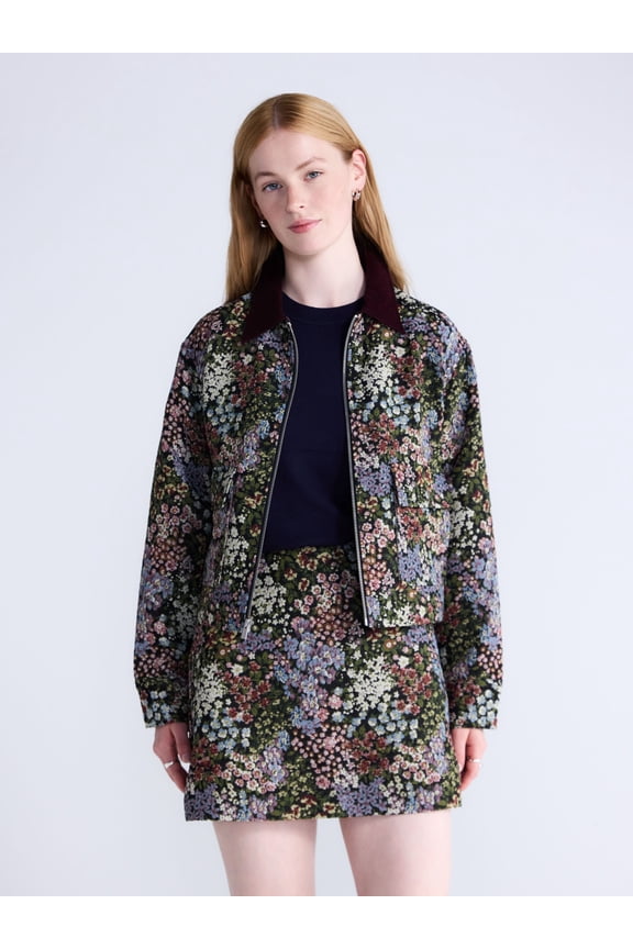 Women's and Women's Plus Cropped Jacquard Utility Jacket, Sizes XS-4X