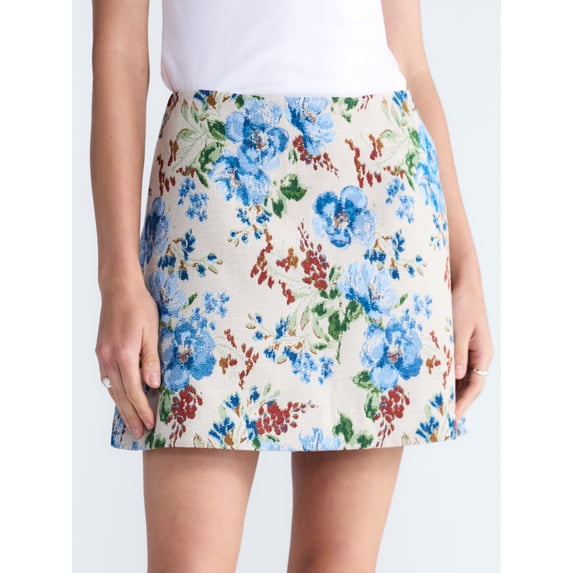 Free Assembly Women's and Women's Plus High-Rise Jacquard Mini Skirt, Sizes 0-28W