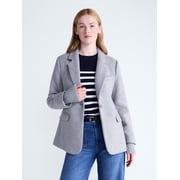 Free Assembly Women's and Women's Plus Single-Breasted Blazer with Ribbed Cuffs, Sizes XS-4X