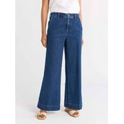 FREE ASSEMBLY Women's Wide Leg Trouser Jeans, 28", 30", and 32" Inseams, Sizes 0-18