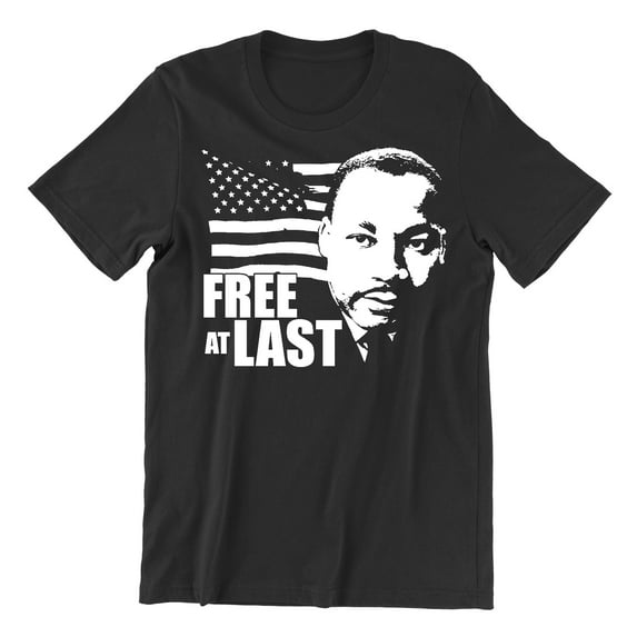 Free At Last Dr Martin Luther King Jr Quote Men's T-shirt, L, Black
