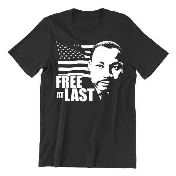 Free At Last Dr Martin Luther King Jr Quote Men's T-shirt, XL, Black