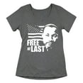 thumbnail image 1 of Free At Last Dr Martin Luther King Jr Quote Women's V-neck, 2XL, Heather Charcoal, 1 of 5